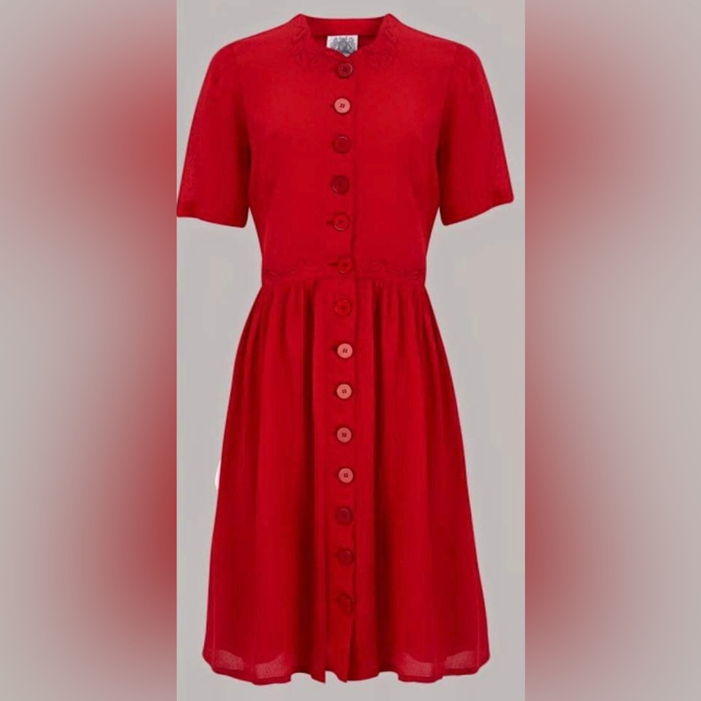 The Seamstress of Bloomsbury Millie dress in Red, Size L/10 UK 14 NWT